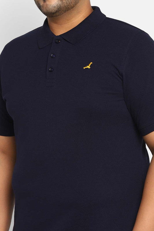 Polo Half Sleeves T-Shirt For Plus Size Men - Deep Navy