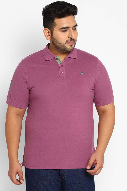 Polo Half Sleeves T-Shirt For Plus Size Men - Purple GumDrop