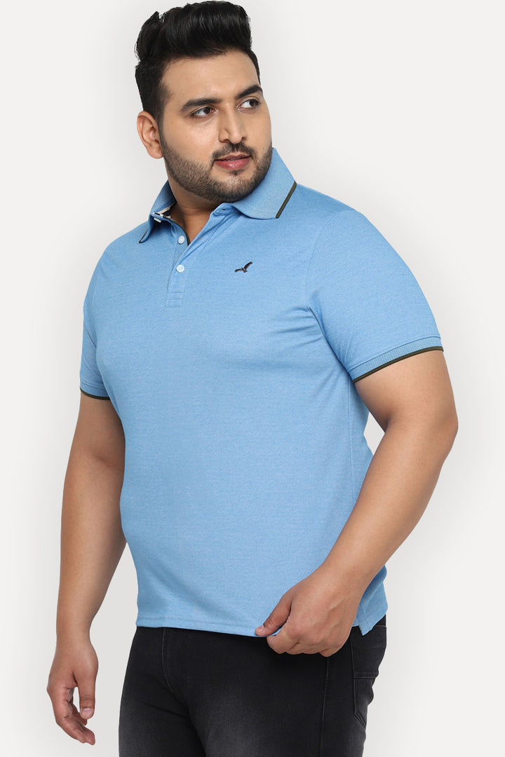 Men's Plus Size Polo Collar T-Shirt - Blue (Birdeye Knit)