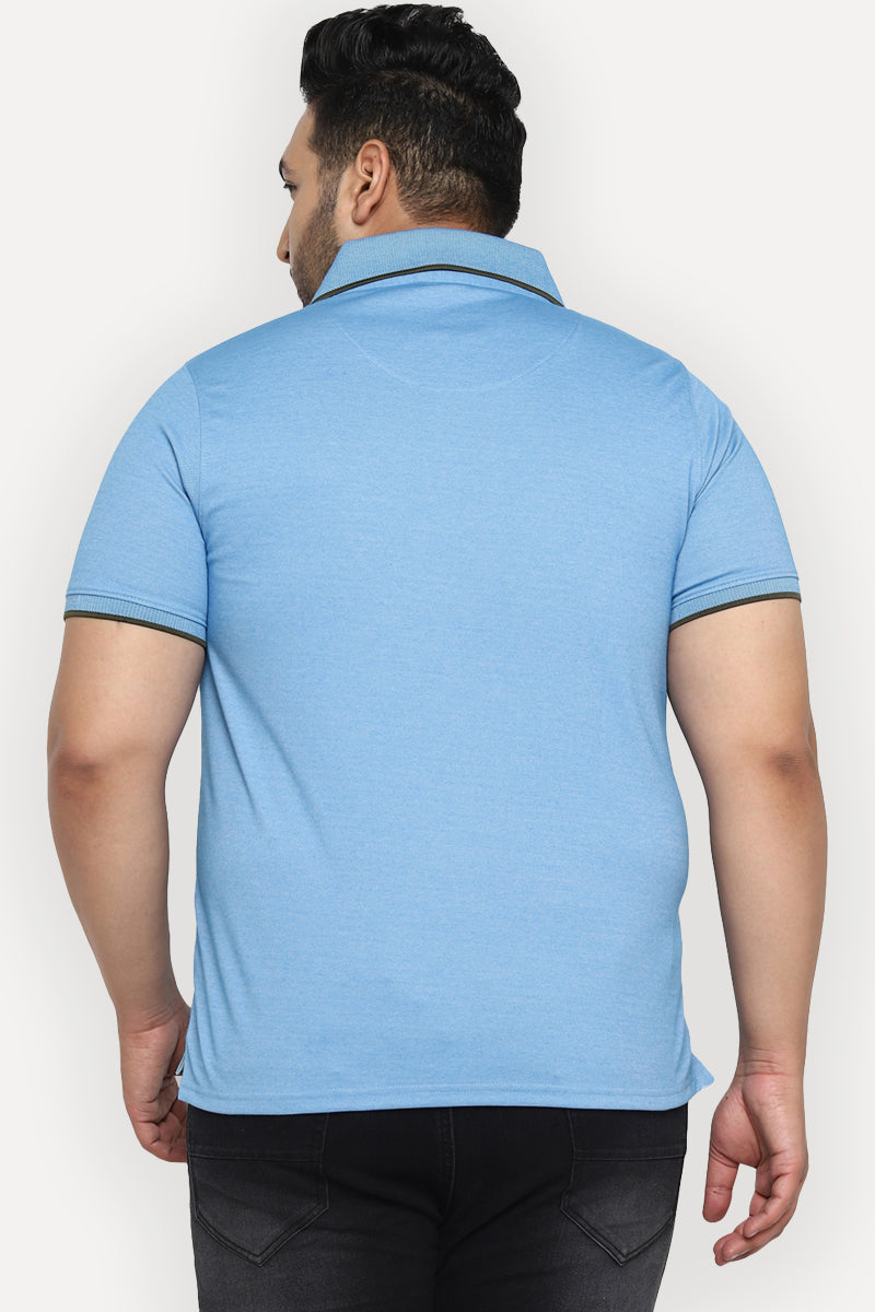 Men's Plus Size Polo Collar T-Shirt - Blue (Birdeye Knit)