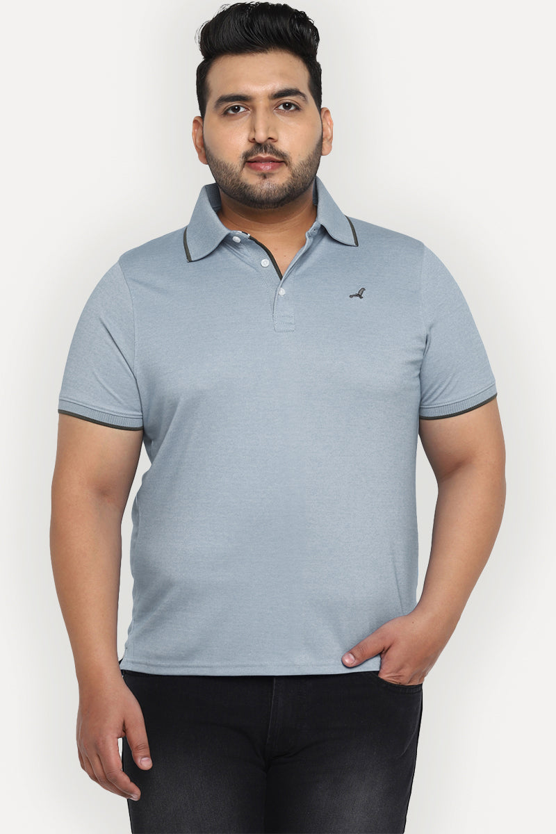 Men's Plus Size Polo Collar T-Shirt - Real Teal