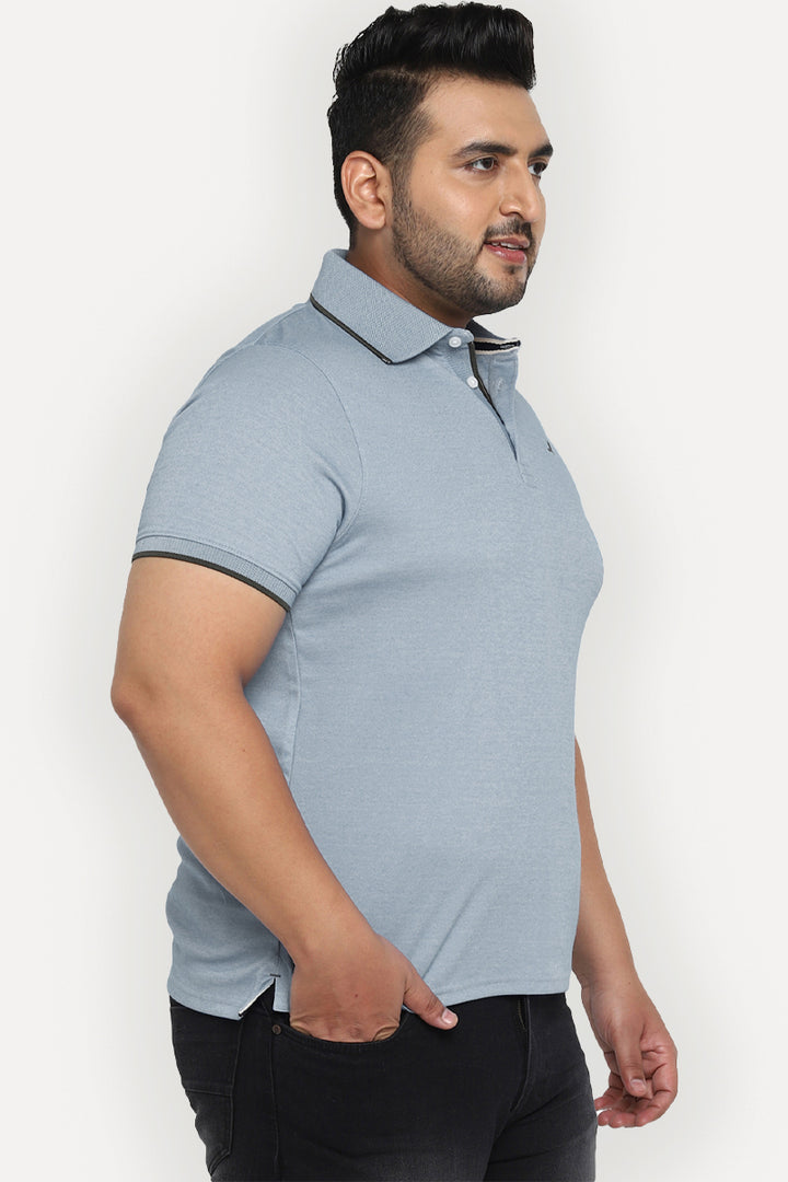 Men's Plus Size Polo Collar T-Shirt - Real Teal