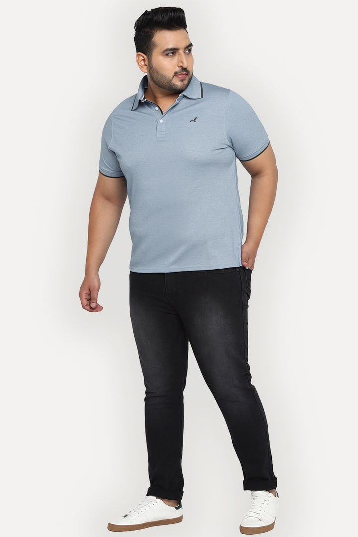 Men's Plus Size Polo Collar T-Shirt - Real Teal