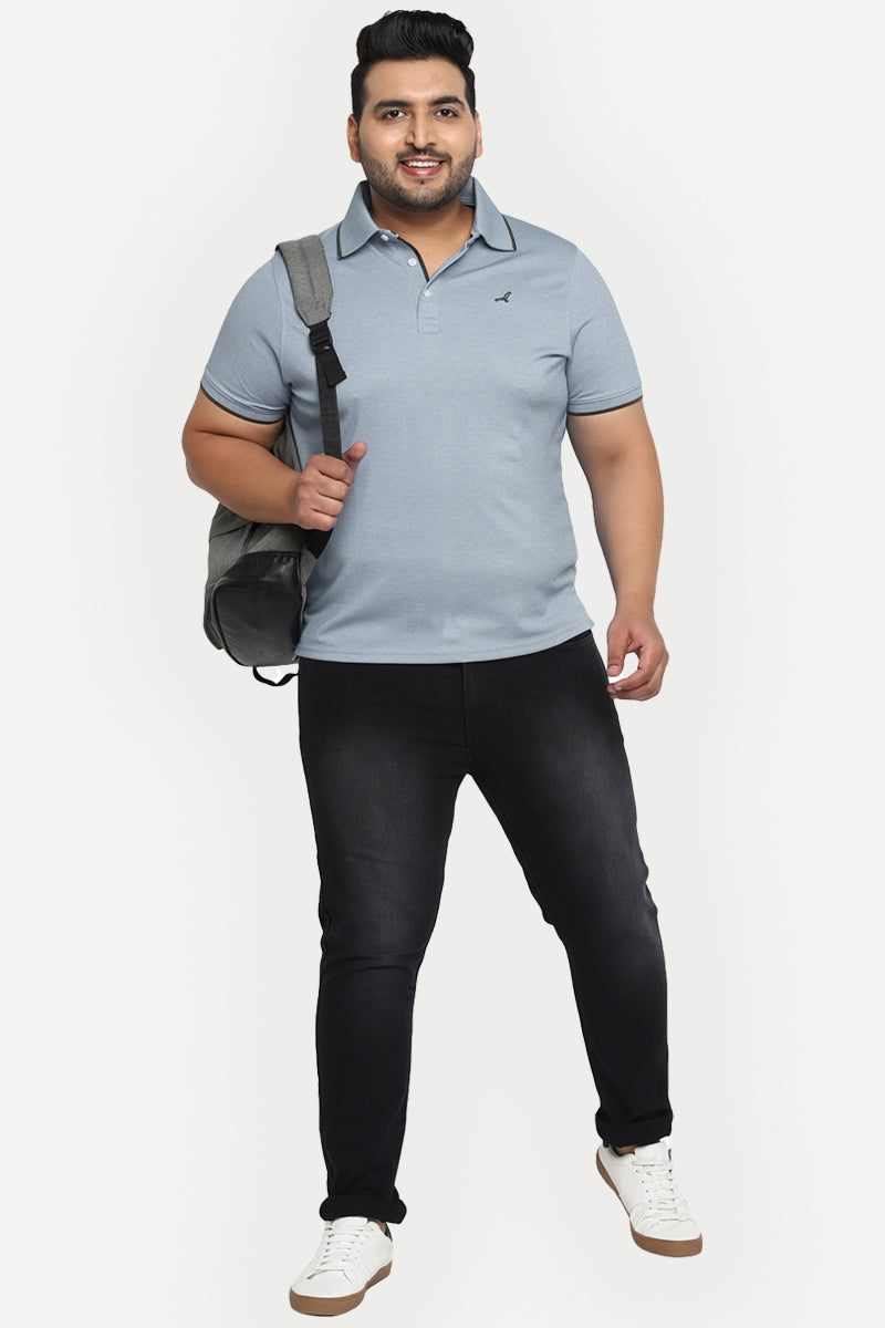 Men's Plus Size Polo Collar T-Shirt - Real Teal