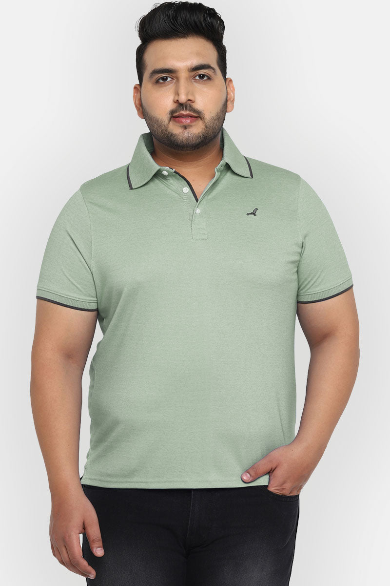 Men's Plus Size Polo Collar T-Shirt - Artichoke Green
