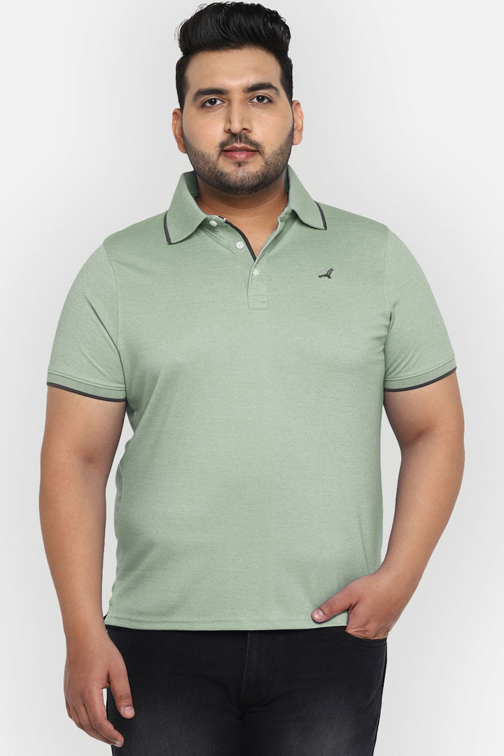 Men's Plus Size Polo Collar T-Shirt - Artichoke Green