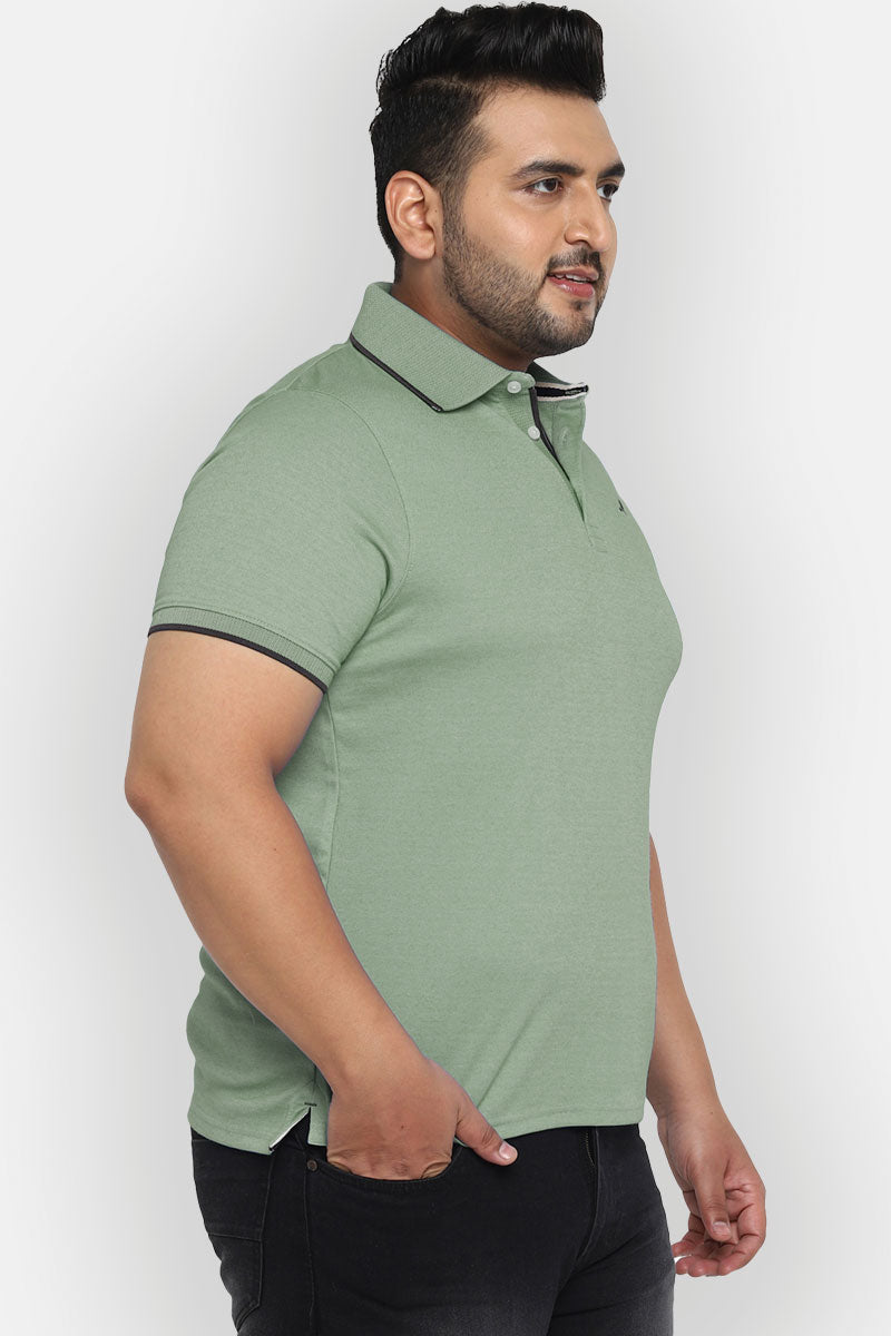 Men's Plus Size Polo Collar T-Shirt - Artichoke Green