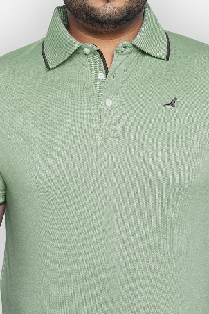Men's Plus Size Polo Collar T-Shirt - Artichoke Green