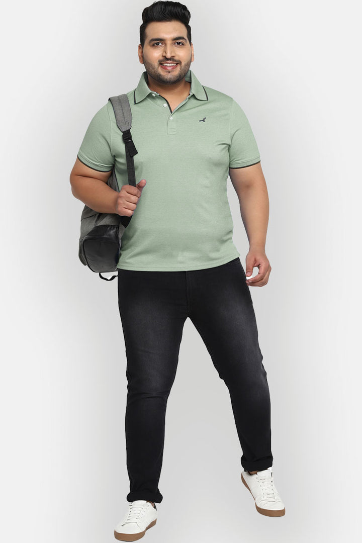 Men's Plus Size Polo Collar T-Shirt - Artichoke Green