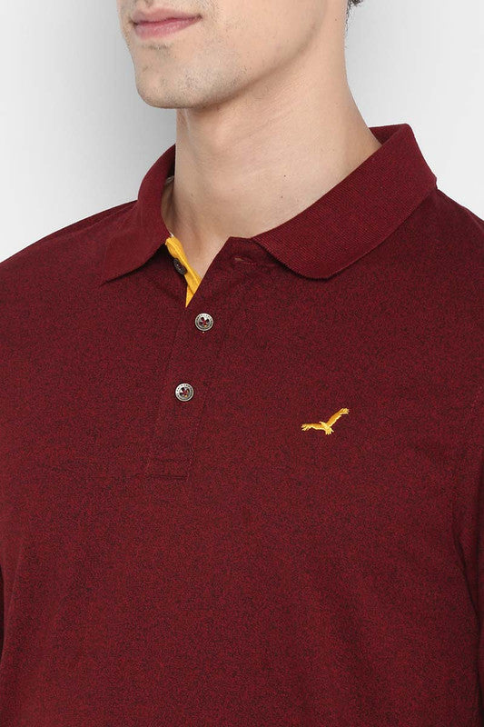 Men's Polo Collar Full Sleeves T-Shirt - Tibetan Red