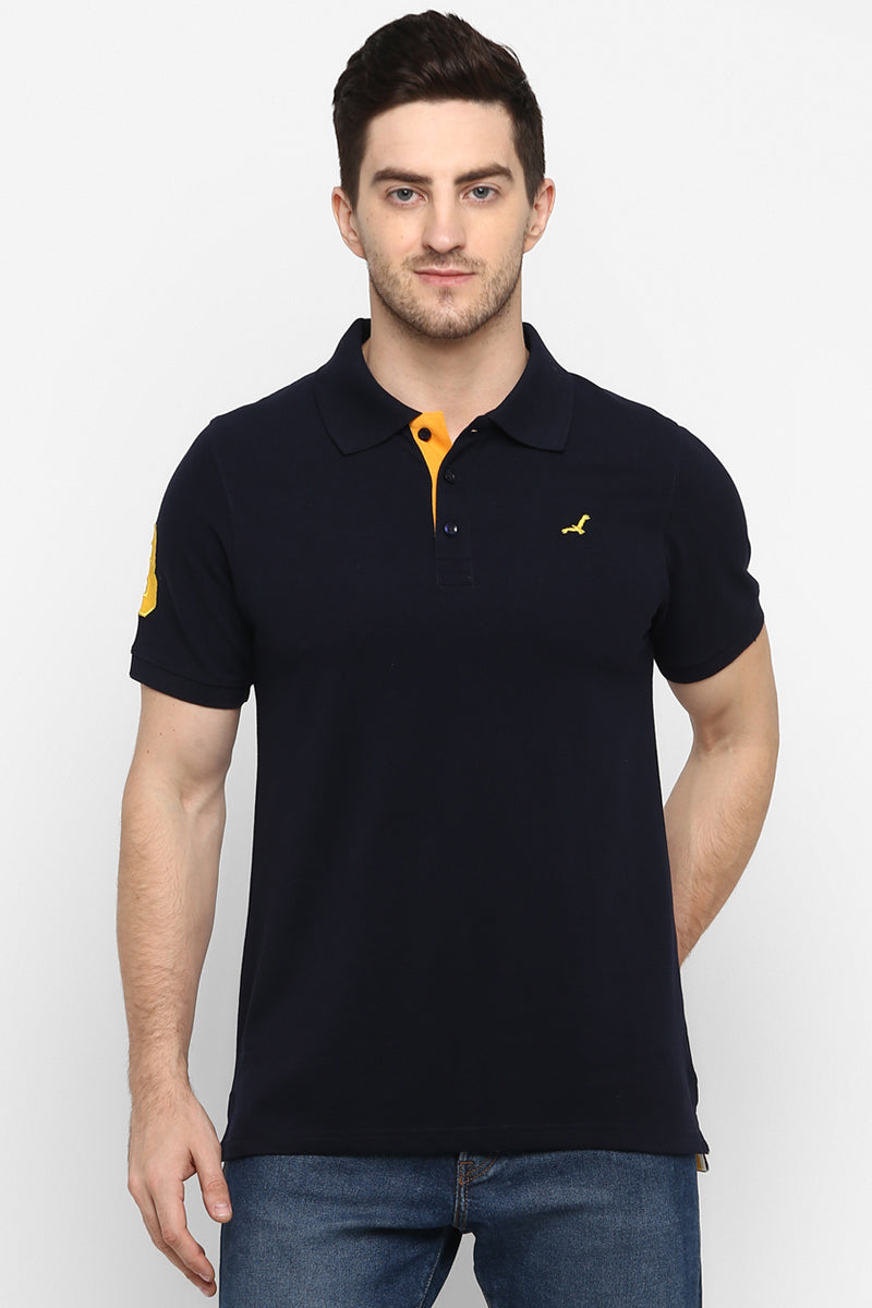 Men's Polo Collar T-Shirt - Dark Navy