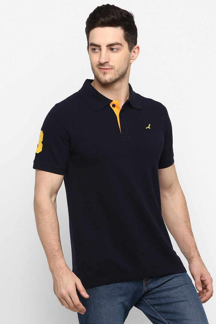 Men's Polo Collar T-Shirt - Dark Navy