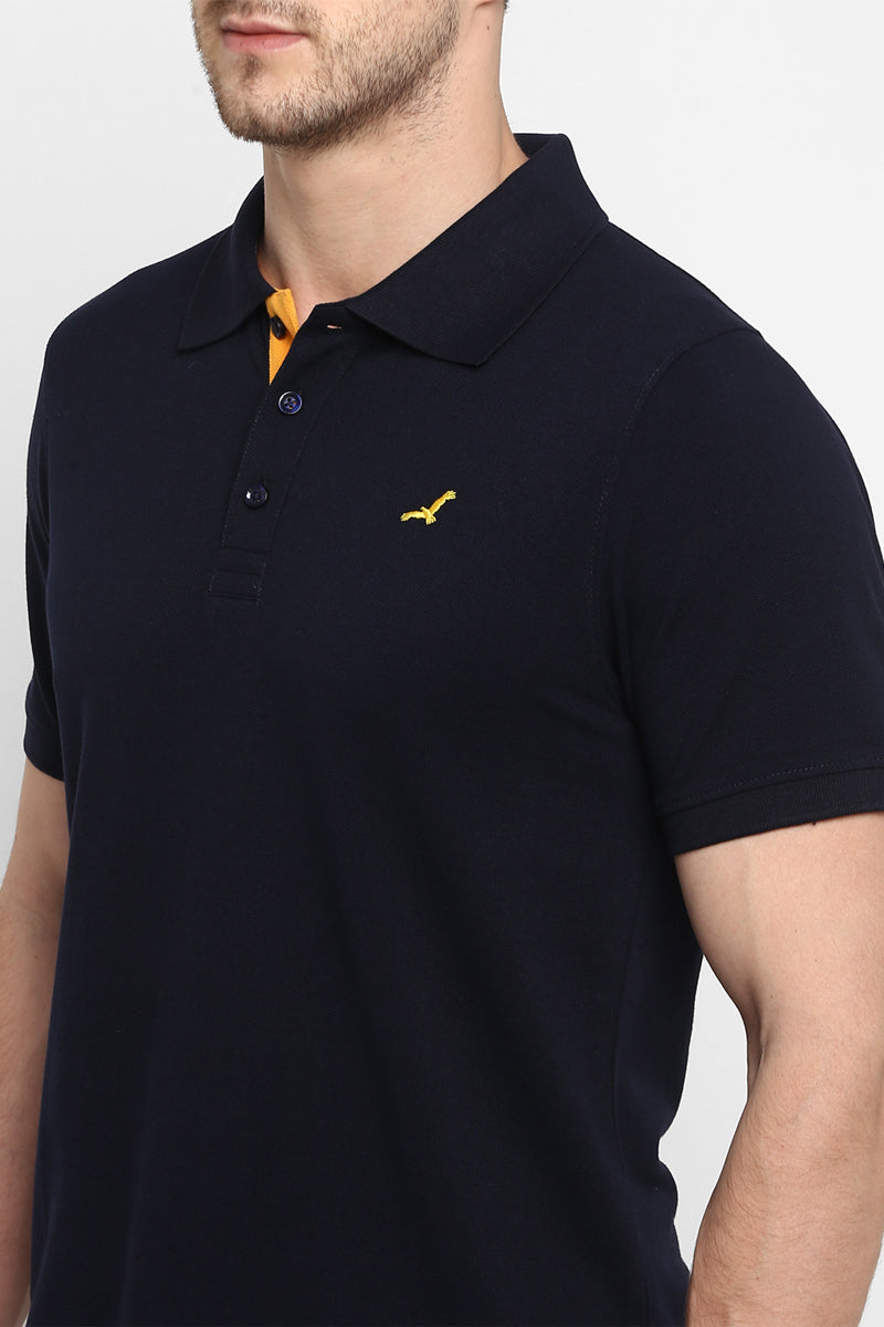 Men's Polo Collar T-Shirt - Dark Navy