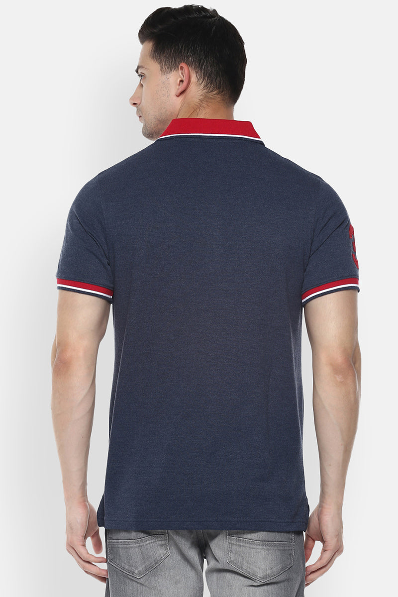 Men's Polo Collar T-Shirt - Navy Melange