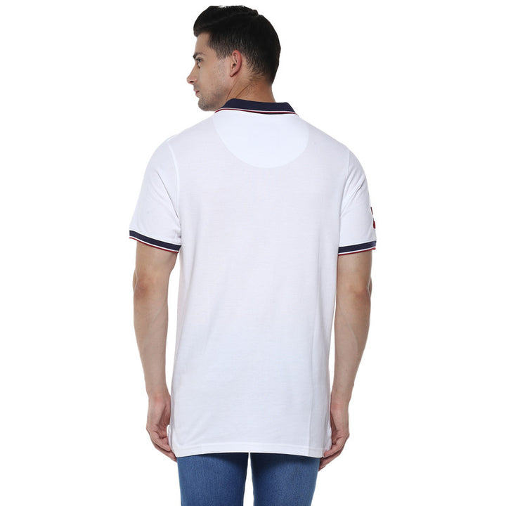 Men's Polo Collar T-Shirt - White & Blue
