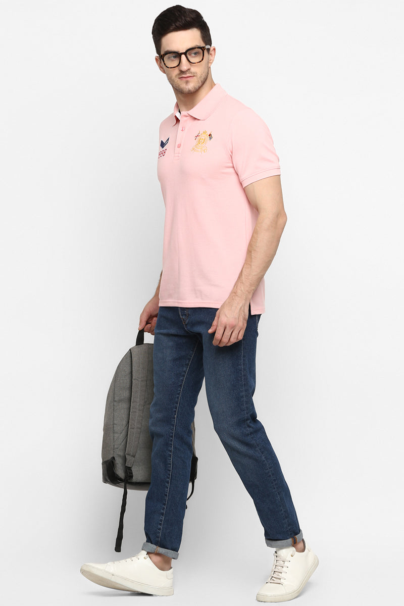 Men's Polo Collar T-Shirt - Pink