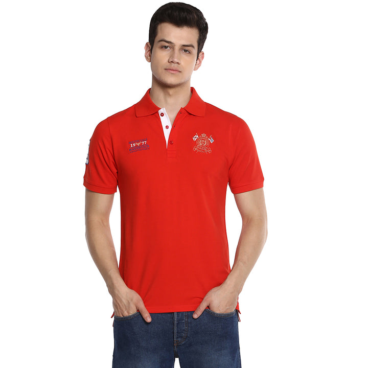Men's Polo Collar T-Shirt - Fiery Red