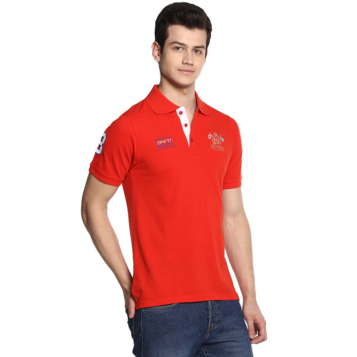 Men's Polo Collar T-Shirt - Fiery Red