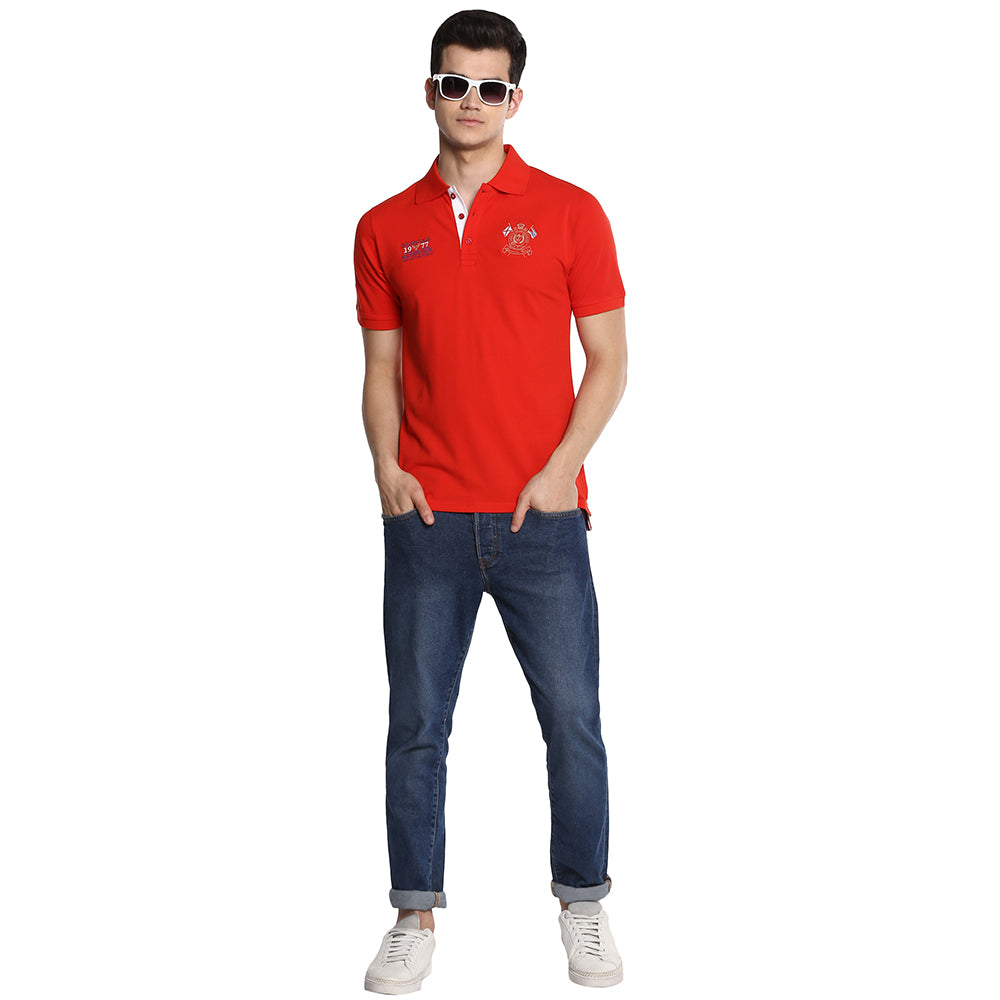 Men's Polo Collar T-Shirt - Fiery Red