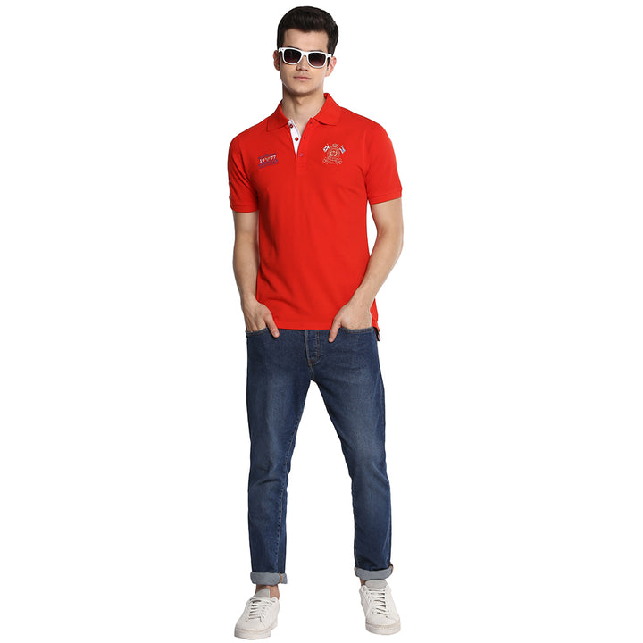 Men's Polo Collar T-Shirt - Fiery Red
