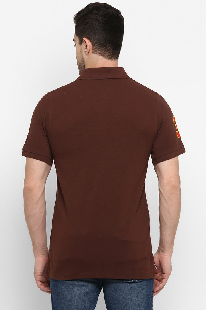 Men's Polo Collar T-Shirt - Dark Brown