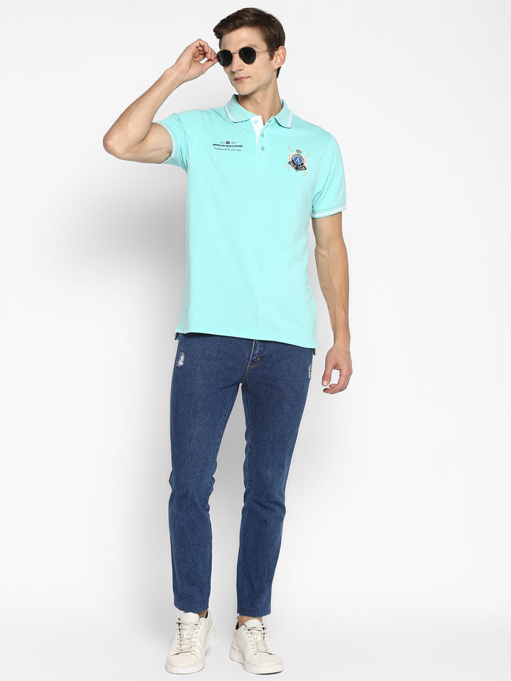 Men's Polo Half Sleeves T-Shirt - Aqua Splash