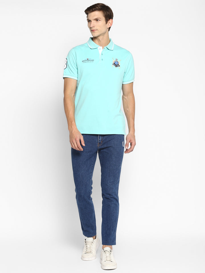 Men's Polo Half Sleeves T-Shirt - Aqua Splash