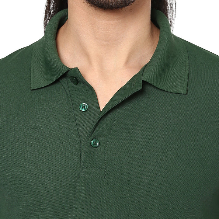 Men's Polo Collar T-Shirt - Dark Green