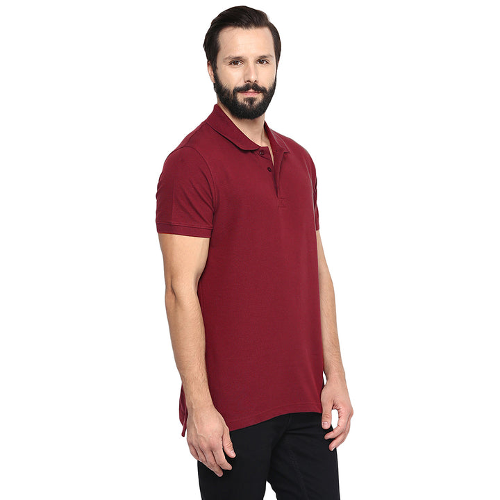 Men's Polo Collar T-Shirt -Burgundy