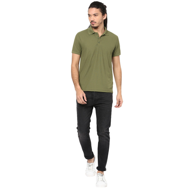 Men's Polo Collar T-Shirt - Moss Green
