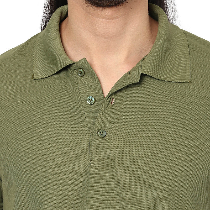 Men's Polo Collar T-Shirt - Moss Green