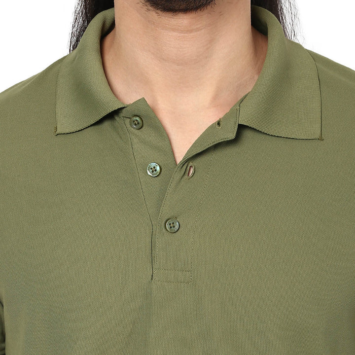 Men's Polo Collar T-Shirt - Moss Green