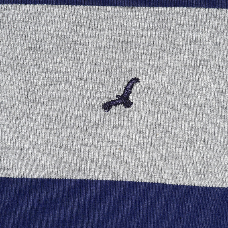 Men's Polo Collar T-Shirt - Blue & Grey Melange