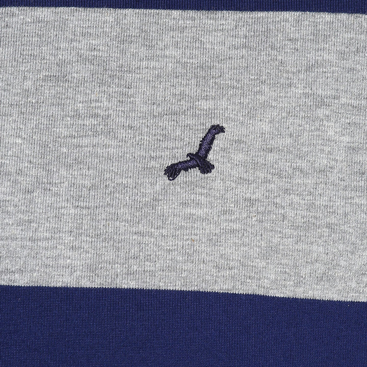 Men's Polo Collar T-Shirt - Blue & Grey Melange