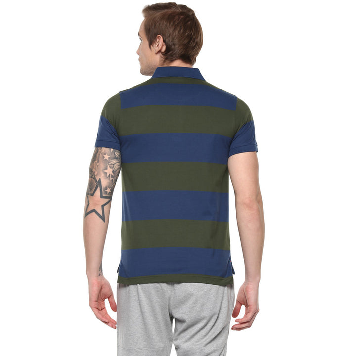 Men's Polo Collar T-Shirt - Blue & Green