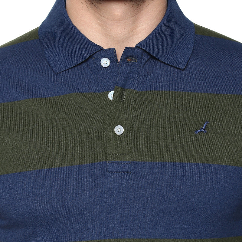 Men's Polo Collar T-Shirt - Blue & Green