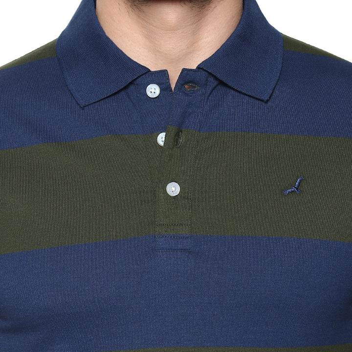 Men's Polo Collar T-Shirt - Blue & Green