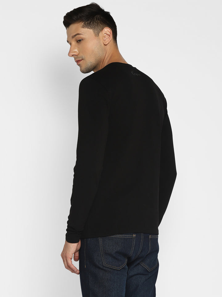 Men's Henley Full Sleeves T-Shirt - Black