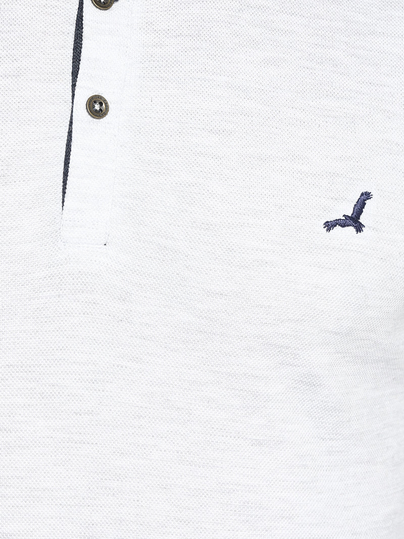 Men's Henley Full Sleeves T-Shirt - Ecru Melange