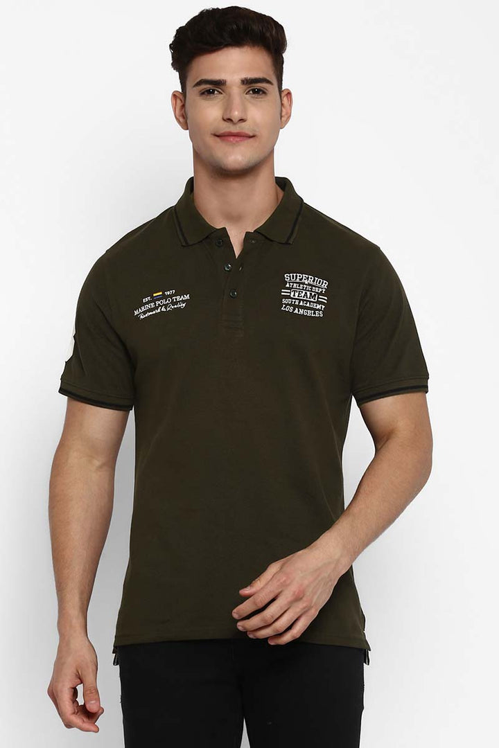 Polo Half Sleeves T-Shirt For Men - Olive