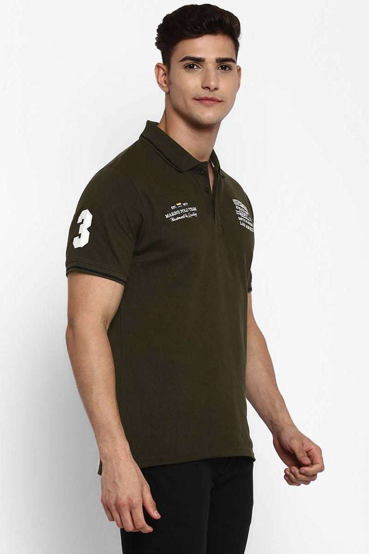 Polo Half Sleeves T-Shirt For Men - Olive