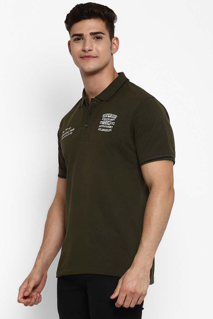 Polo Half Sleeves T-Shirt For Men - Olive