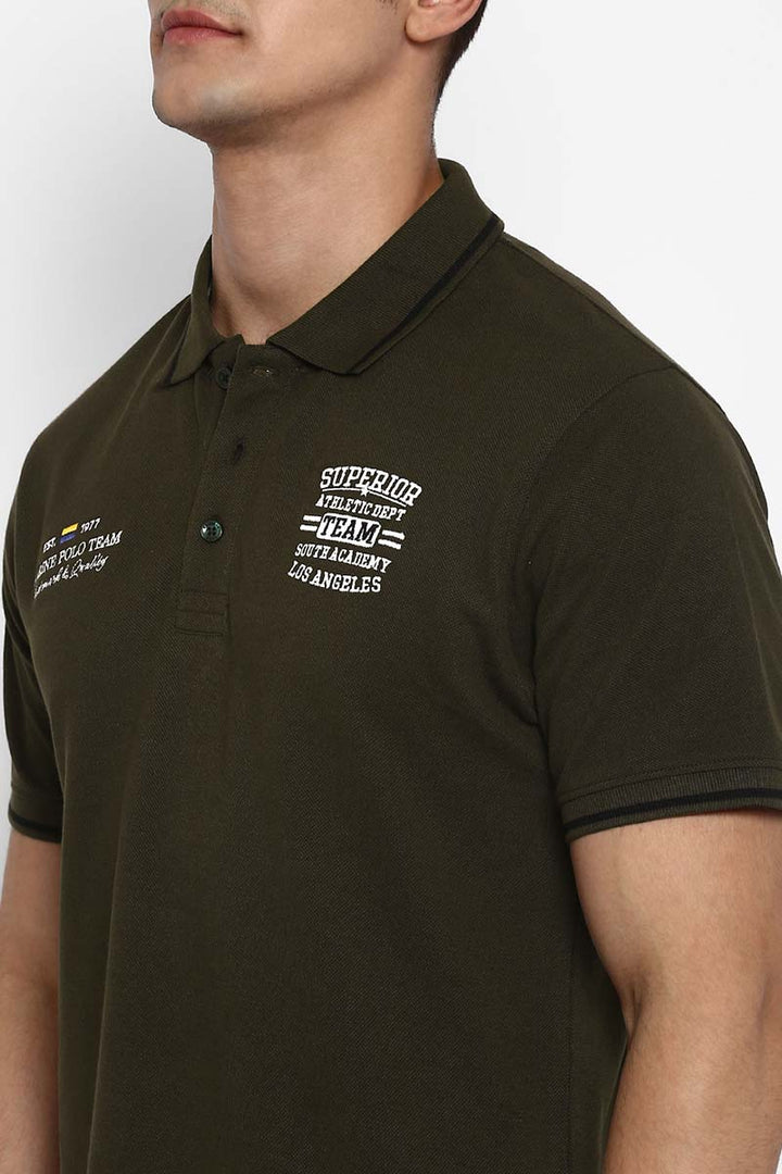 Polo Half Sleeves T-Shirt For Men - Olive