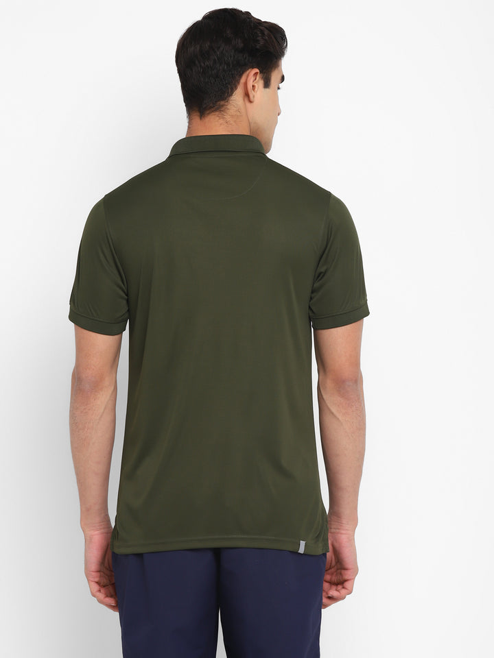 Kooltex Sports Polo T-Shirts For Men with Reflective Details - Dark Olive