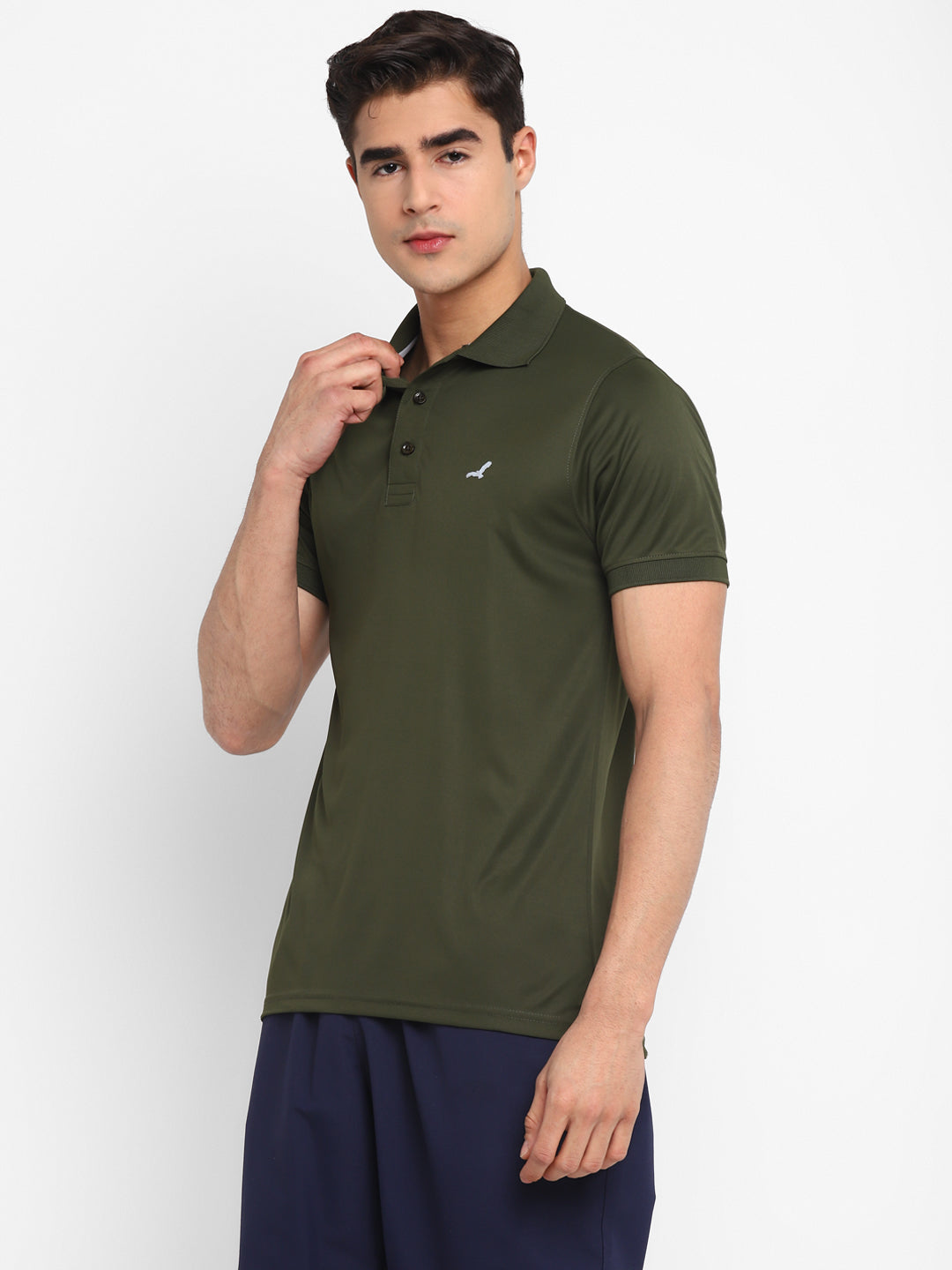 Kooltex Sports Polo T-Shirts For Men with Reflective Details - Dark Olive