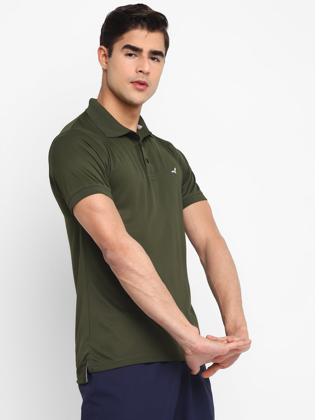 Kooltex Sports Polo T-Shirts For Men with Reflective Details - Dark Olive