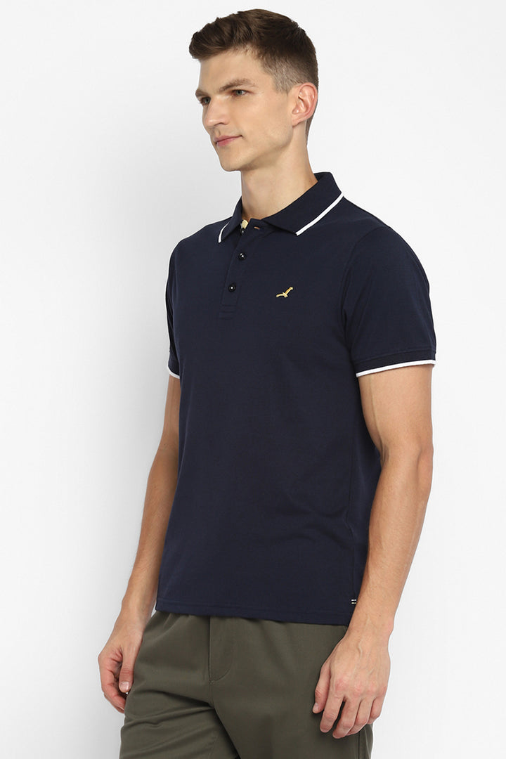 Polo Collar Half Sleeves T-Shirt for Men - Dark Navy