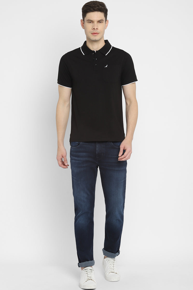 Polo Collar Half Sleeves T-Shirt for Men - Black