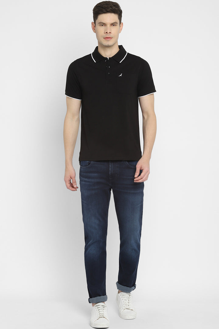 Polo Collar Half Sleeves T-Shirt for Men - Black