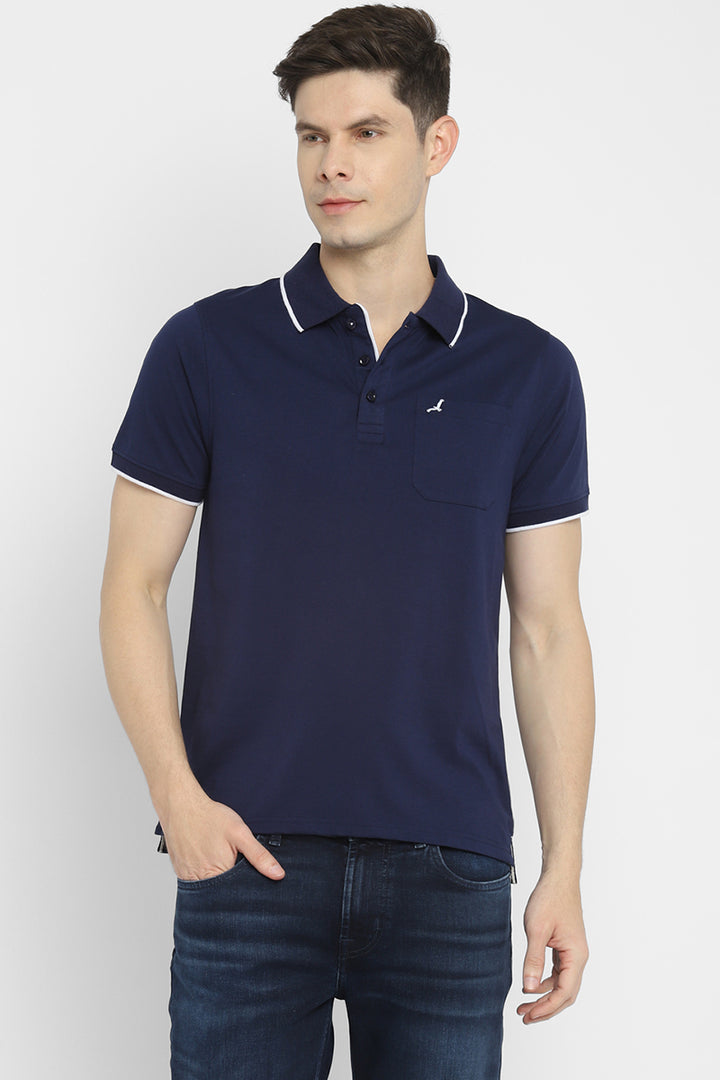 Polo Collar Half Sleeves T-Shirt for Men - Navy Blue